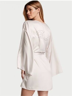 Victoria's Secret Satin 'Bride' Kimono Robe in Ivory